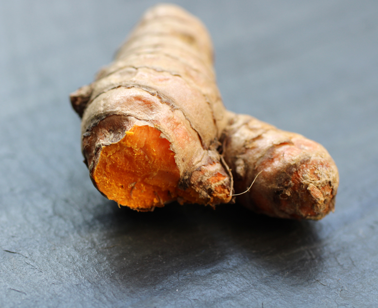 Fresh turmeric, which looks a lot like ginger, but is vivid orange.