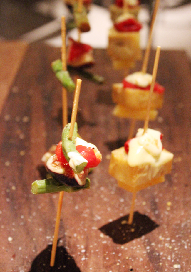 Skewered noshes to enjoy with the cocktails.