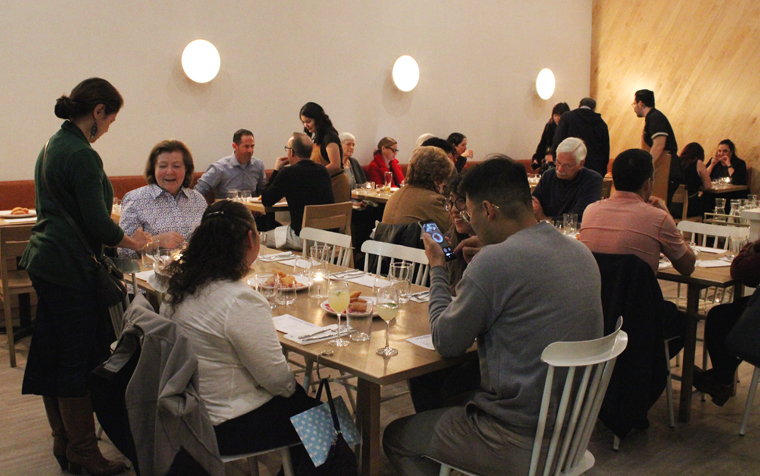 The dining room at Manresa Bread in Campbell set with more tables for the Mentone pop-up.