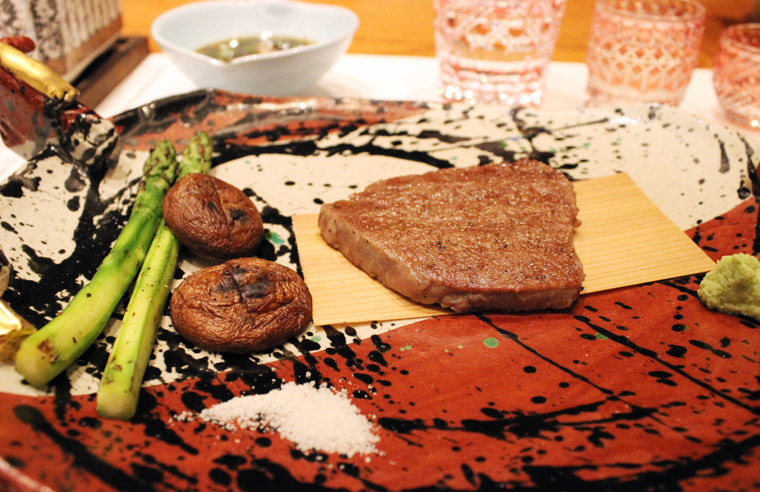 The grilled Drunken A5 Wagyu.