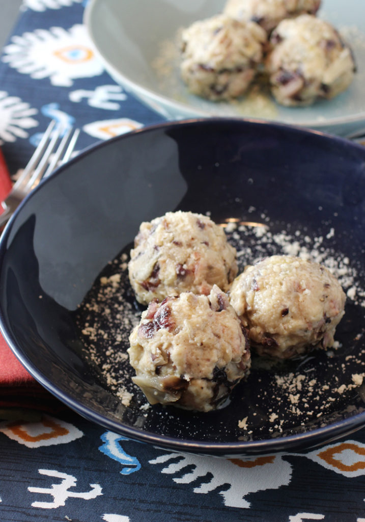 Easy bread dumplings that taste like Thanksgiving stuffing.