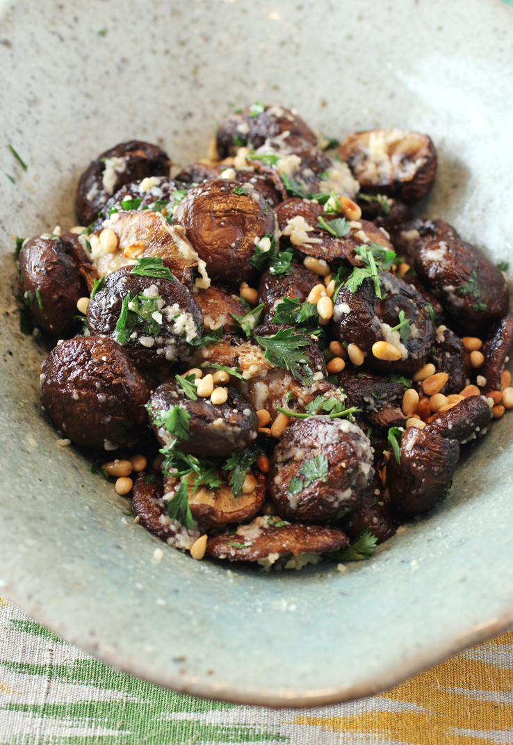 Wonderfully Confounding Roasted Mushrooms with Parmesan and Pine Nuts