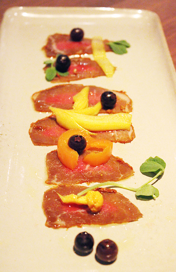 Beef carpaccio cured in house.