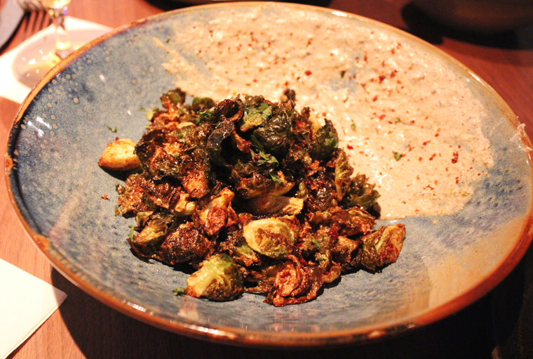 Fried Brussels sprouts with feta.