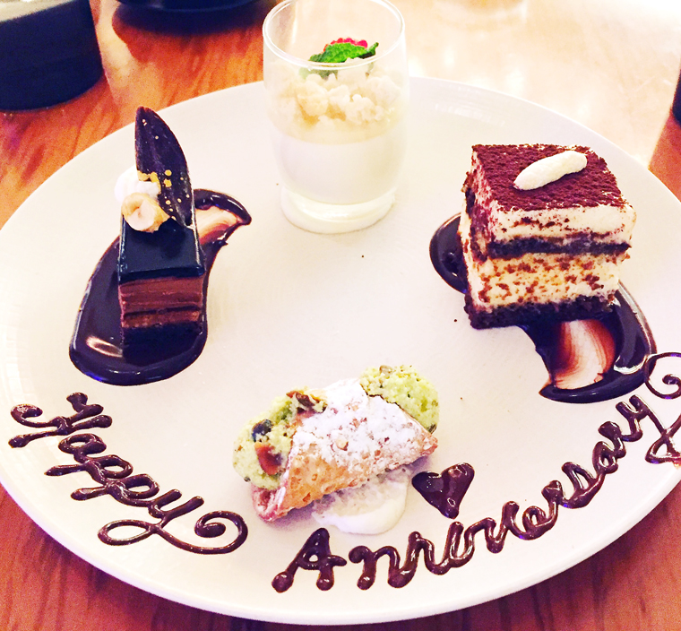 A personalized array of desserts at Cucina by Wolfgang Puck.