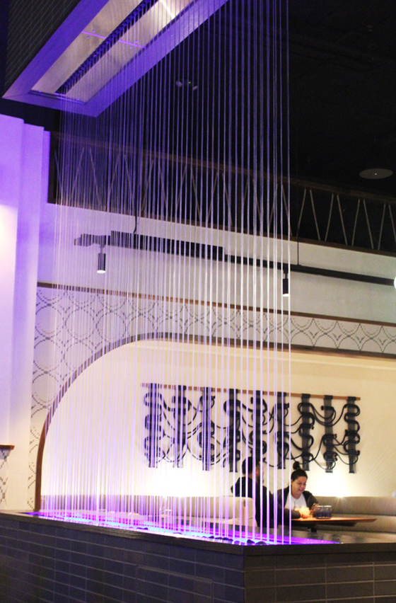 The fountain wall in the dining room.