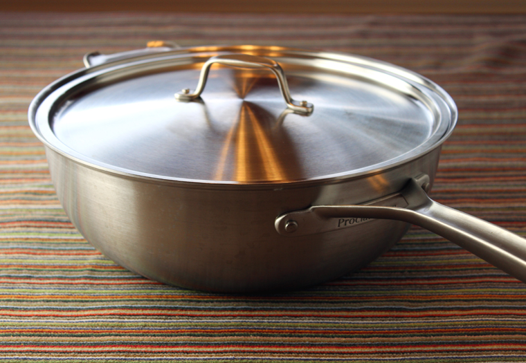 A 7-quart pot with lid that also comes with a skillet that can also be used as a lid.