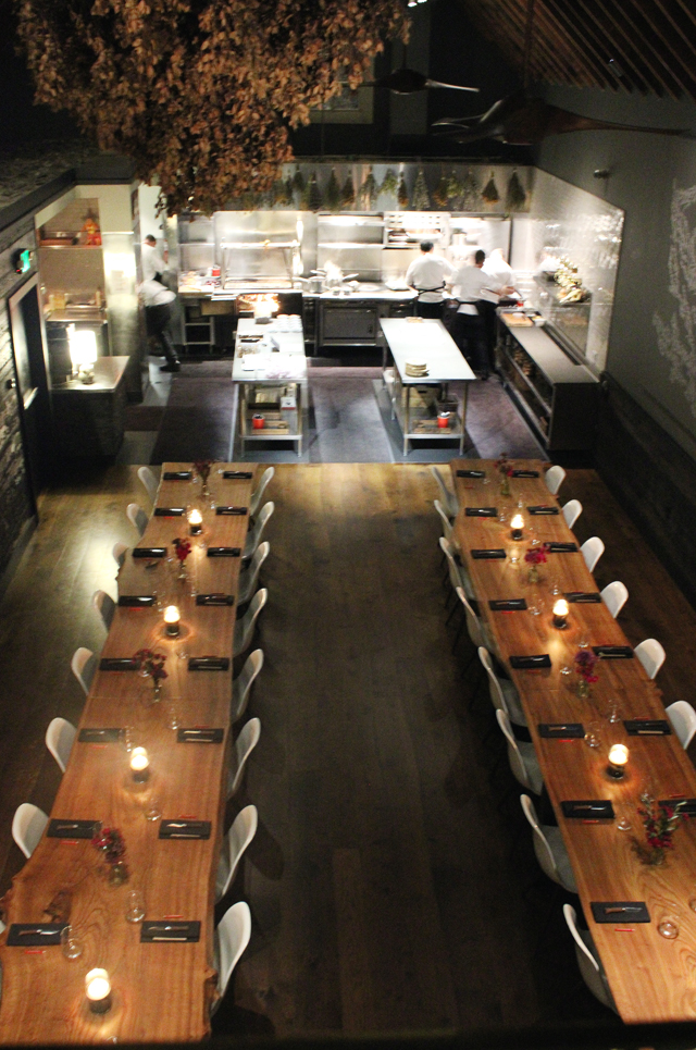 The dining room just before guests are seated.