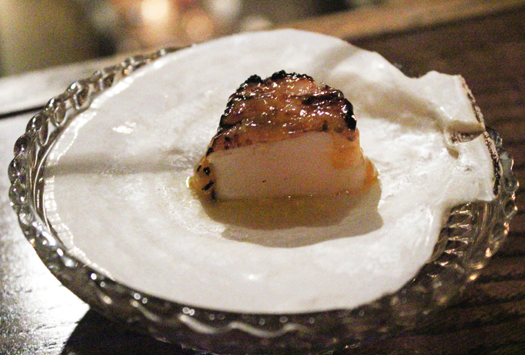 Diver scallop, seared on only one side.