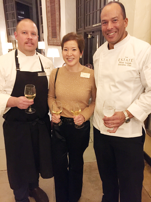 Yours truly flanked by chefs Jason Paluska of The Lark, and Victor Scargle of the Estate in Yountville.