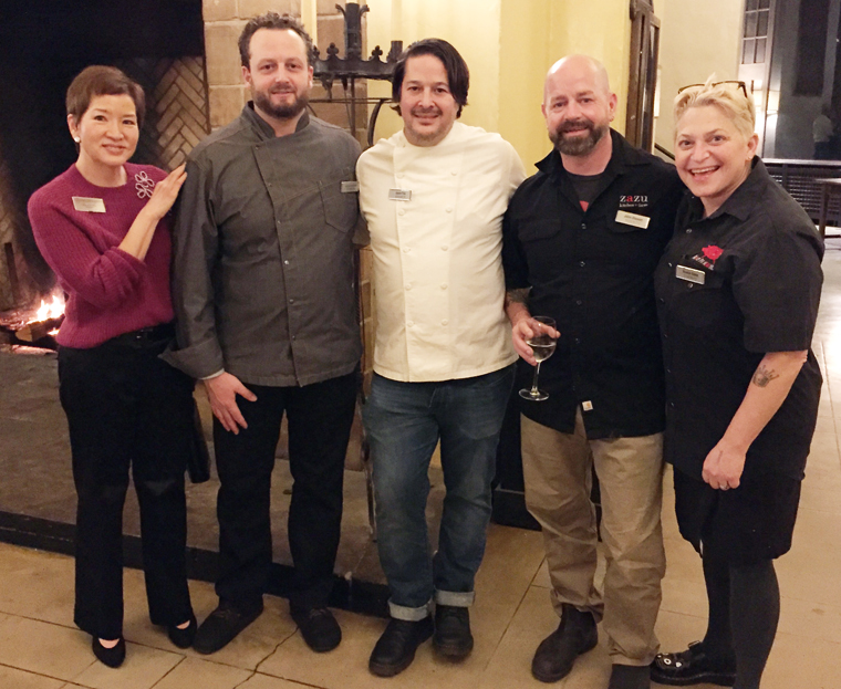 Yours truly with chefs Loren Goodwin of the Gastropig, Jason Fox of the Proper Hotel, and John Stewart and Duskie Estes of Zazu.