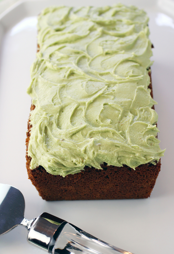 Matcha flavors and colors both the cake batter and frosting.