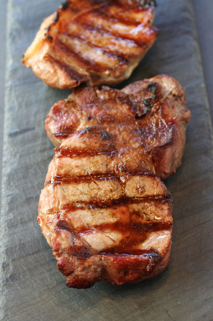 Encina Farms Iberian pork loin chops grilled with just salt and pepper.
