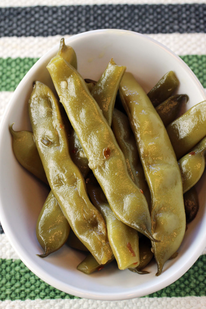 Fresh Italian romano beans -- cooked perfectly for a crazy amount of time.
