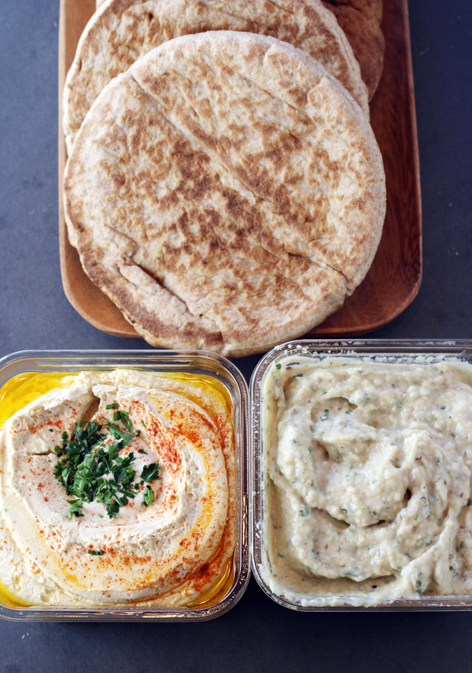 The best hummus ever (left) and a killer babaganoush (right) from Oren's.
