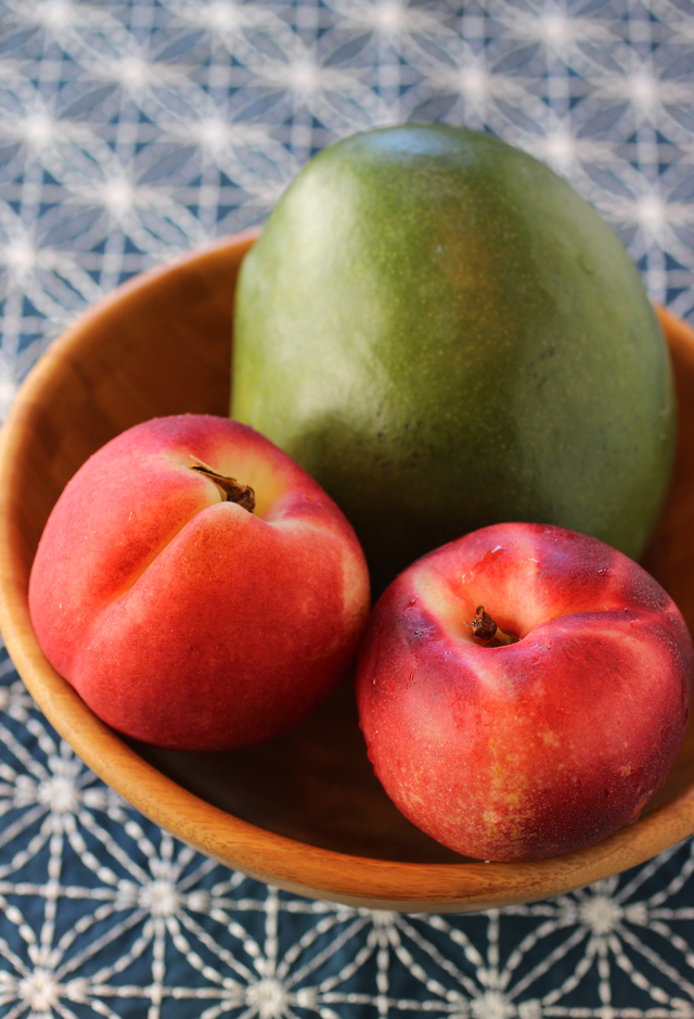 Mango and nectarines from the delivery box.