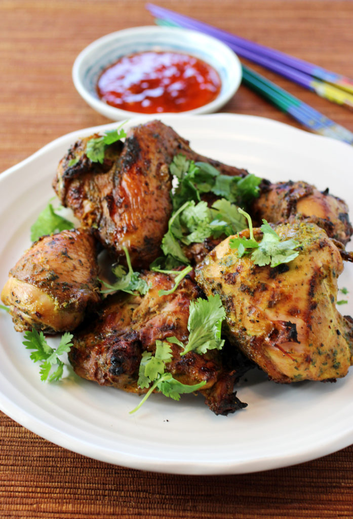 My whole chicken from Cream Co. Meats was turned into this turmeric- and curry-tinged grilled chicken feast.