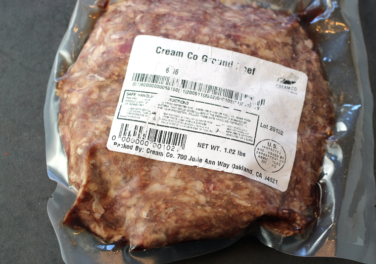 Ground beef from Cream Co. Meats.