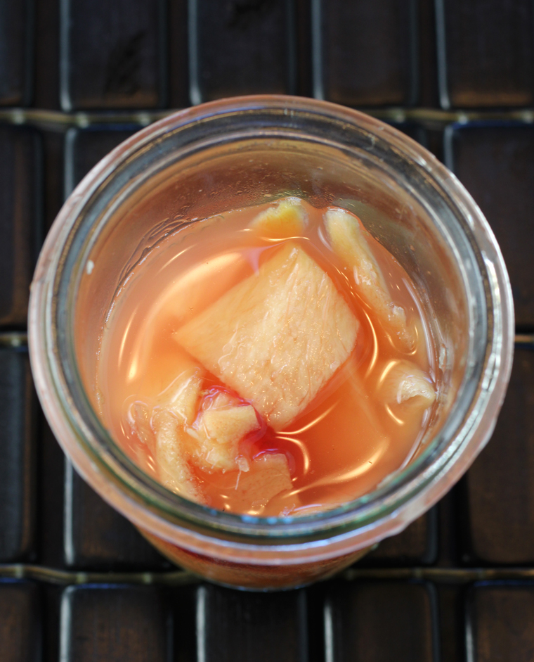 The pickled ginger -- a day later, with the radish coloring it.