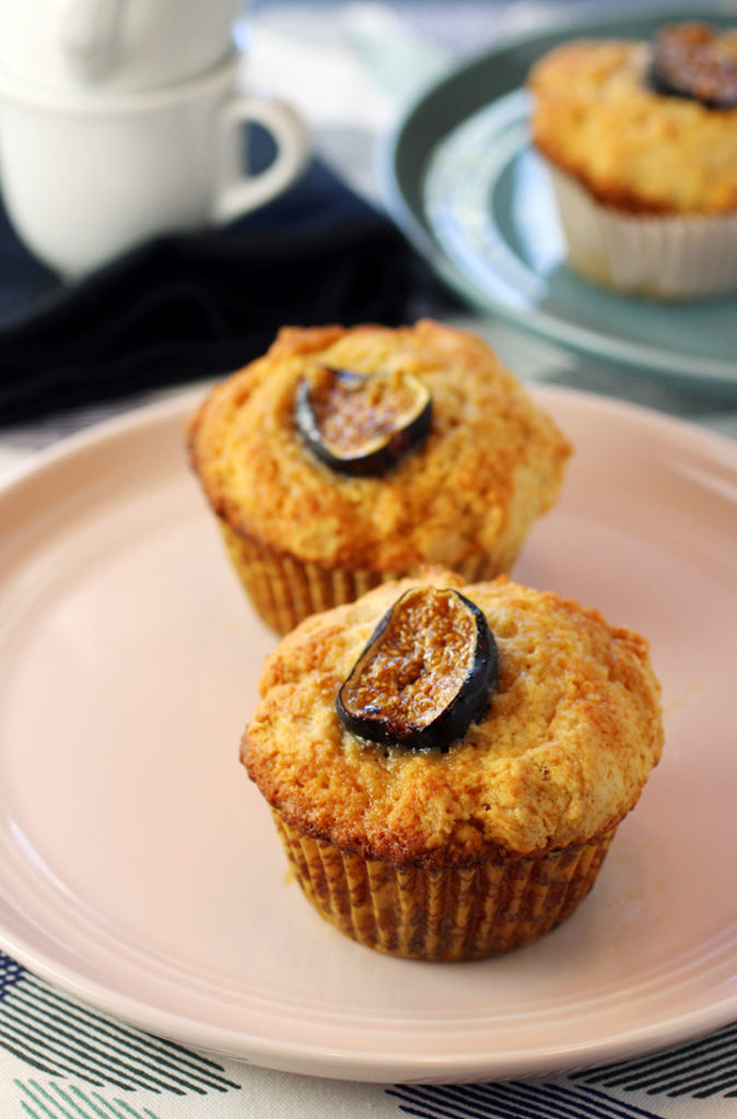 Moist and fluffy from ricotta and olive oil, these incredible muffins get crowned with a honey-drizzled fig half.