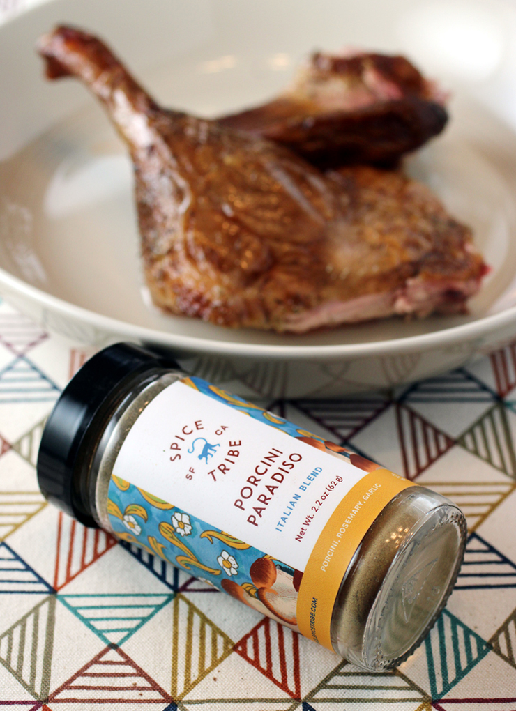 Spice Tribe's Porcini Paradiso blend coats smoked duck incredibly well.