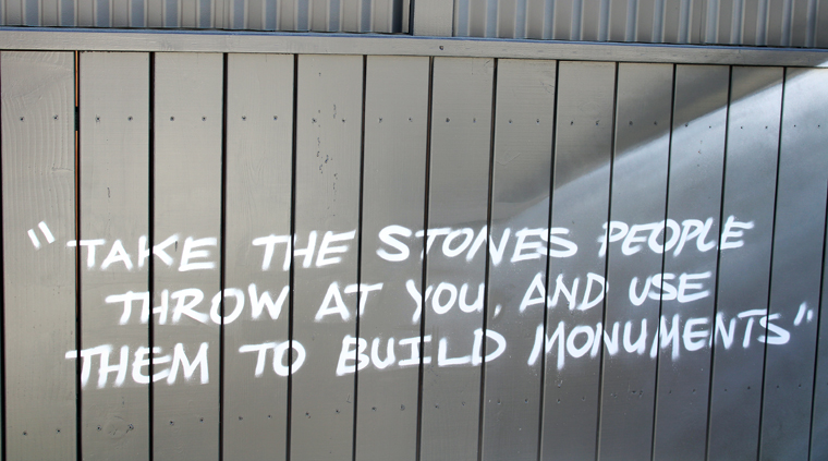 A saying that Matt Horn takes to heart that's painted on the side of the fence.