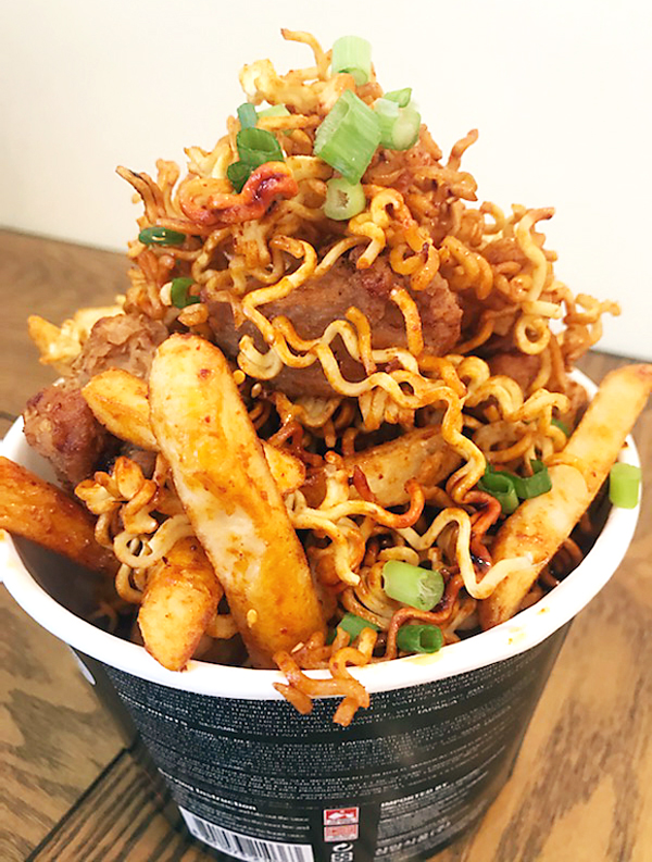 Volcano fries with fried chicken and crispy spicy noodles from MakiBBQ is an $8 special during the  "Dine Downtown San Jose'' promotion. (Photo courtesy of the San Jose Downtown Association)