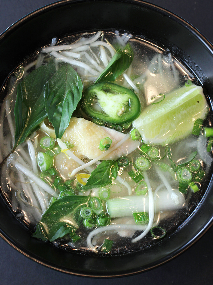 Chicken pho with both light and dark meat.
