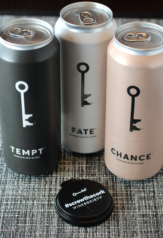 A trio of WineSociety's canned wines, which even comes with a plastic cap in case you can't finish the entire can.