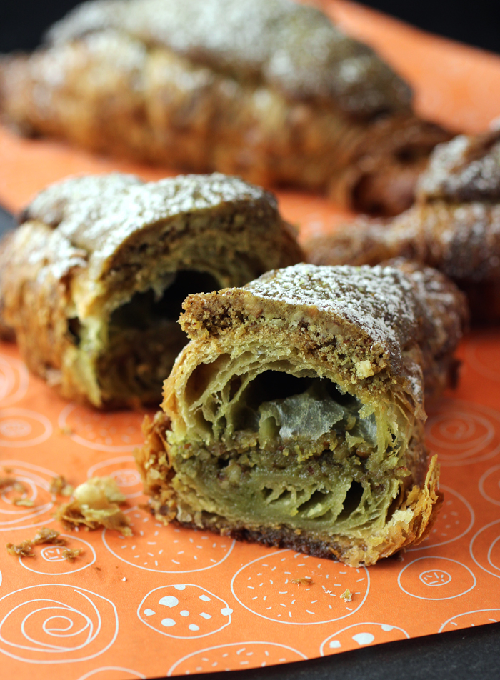 The striking matcha croissants from Flour & Branch.