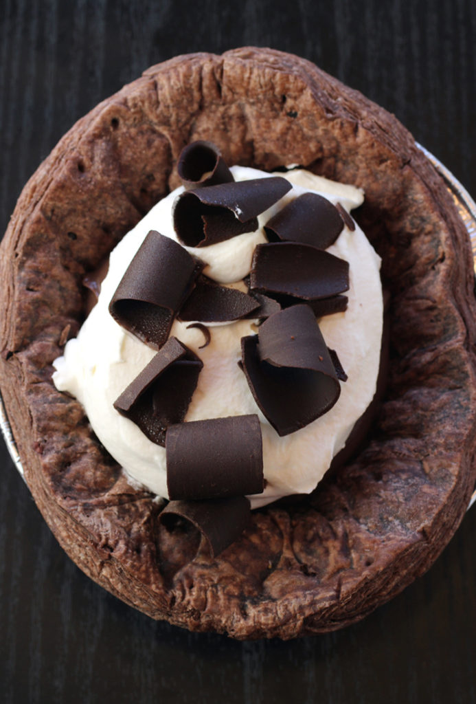 A small, 6-inch chocolate silk pie from Manresa Bread.