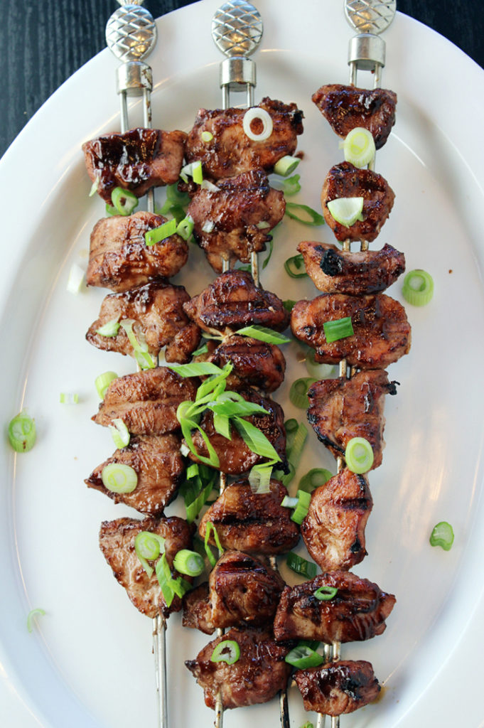 The most time-consuming part of this simple dish is just threading the pork onto the skewers -- and that takes hardly any time at all.