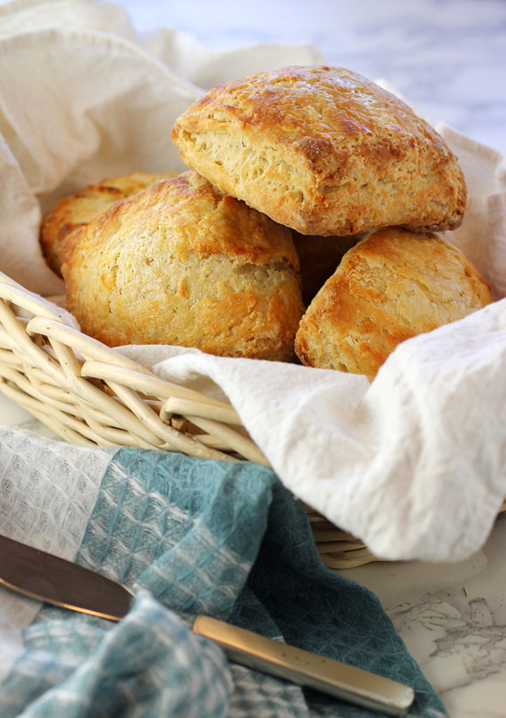 Crunchy on the tops and bottoms, and flaky and fluffy-soft inside.