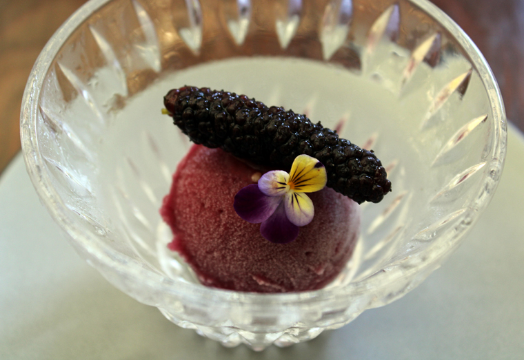 Sorbet made with lees from Dalla Valle Vineyards.