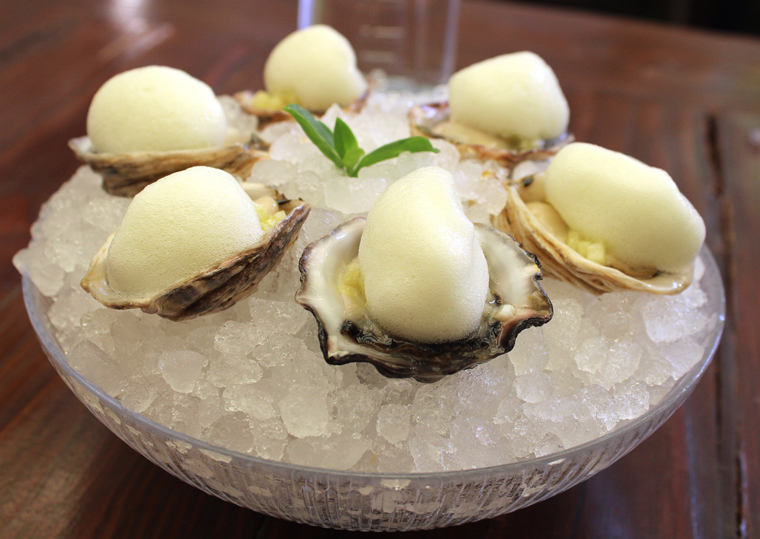 Oysters with whipped horseradish.