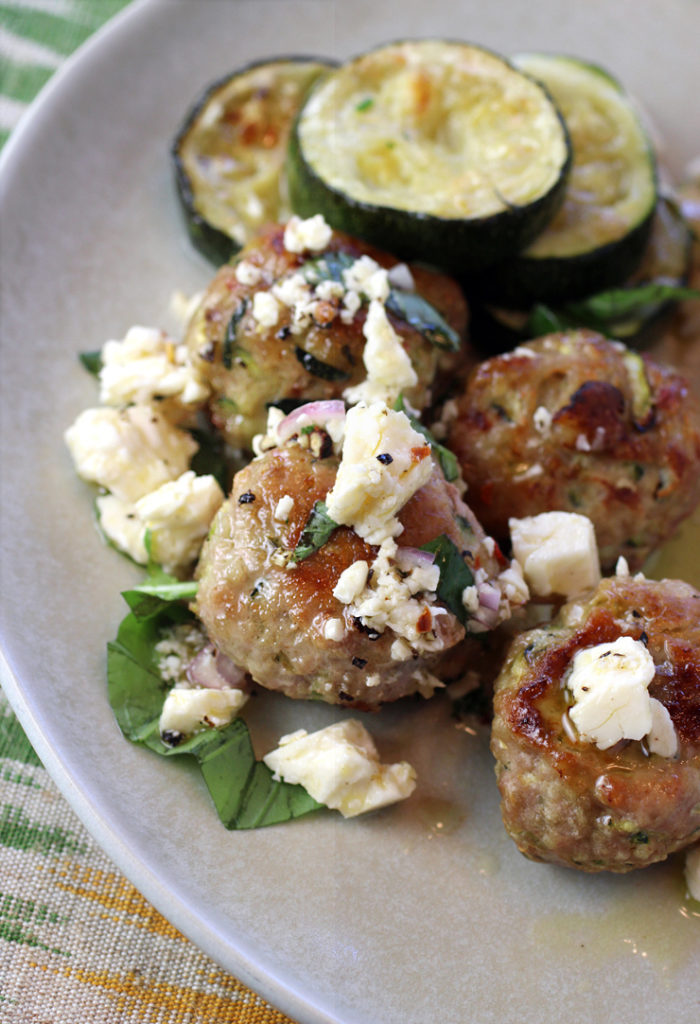 Zucchini stars in this meatball dish two ways.