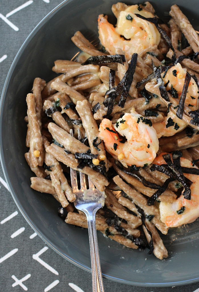 The shrimp is optional. But its sweet brininess goes so well with the nori.
