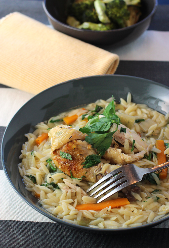 Fall-apart tender chicken and orzo finished with plenty of Parmesan is just what you want when the weather turns cooler.