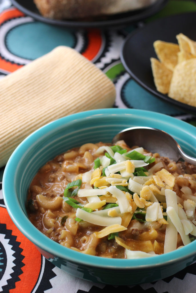 Macaroni and ground beef combine with cheese and smoky spices for a one-pot comfort meal.