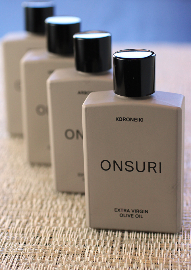 Onsuri's Discovery Set includes four small bottles of different extra-virgin olive oils.