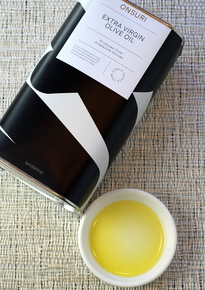 The contemporary designed Onsuri olive oil tins.