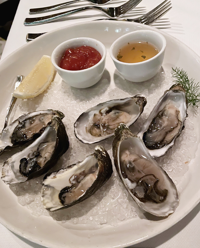 Hog Island oysters on the half shell.