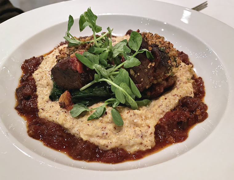 Braised short ribs on hearty polenta.