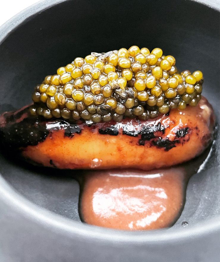 Banana with caviar -- an extraordinary dish on the tasting menu at Californios.
