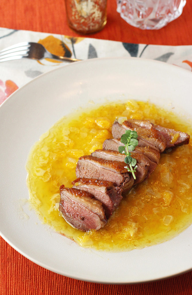 Seared duck breast with a most buttery sauce.