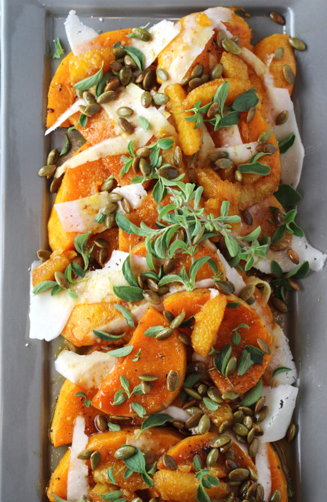 A dazzling roasted butternut squash dish with a trick for making infused orange oil so easily.