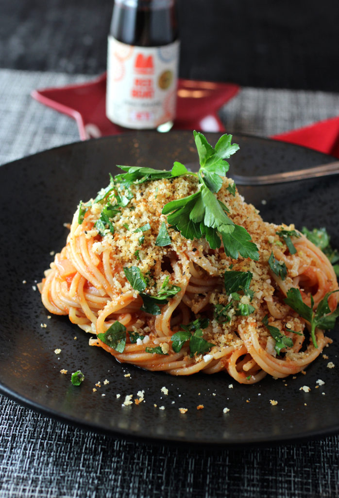 Italian marinara pasta with bread crumbs gets a splash of Vietnamese fish sauce for the win.