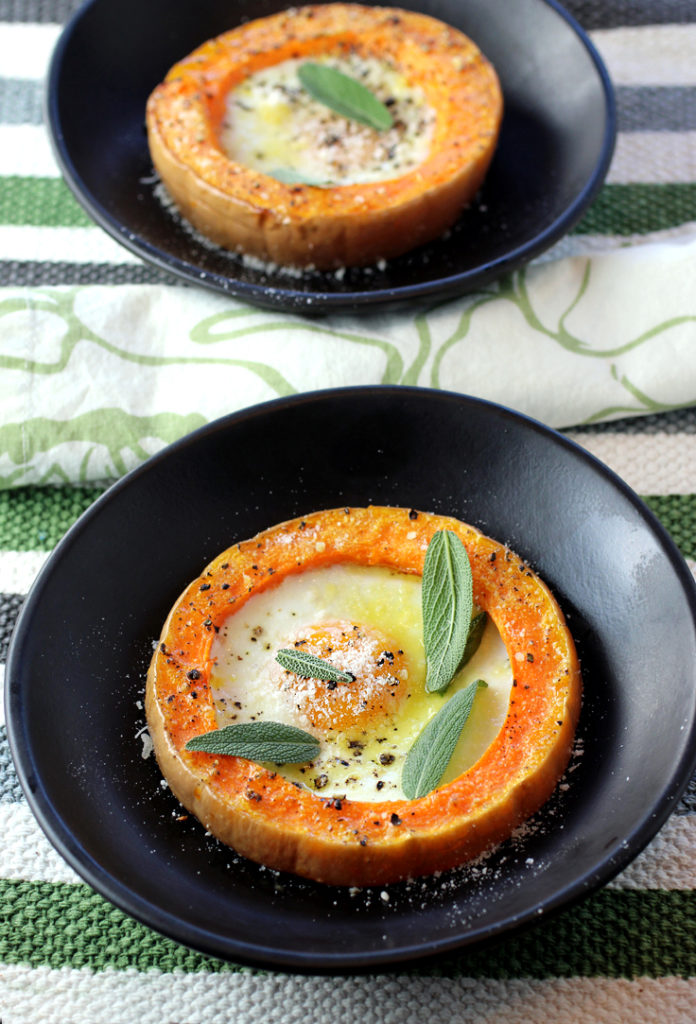 Sweet, roasted rings of butternut squash make the perfect vehicle to spotlight eggs.