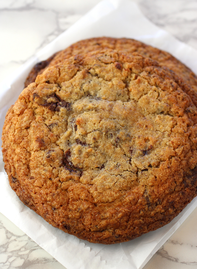 A perfect chocolate chip cookie.