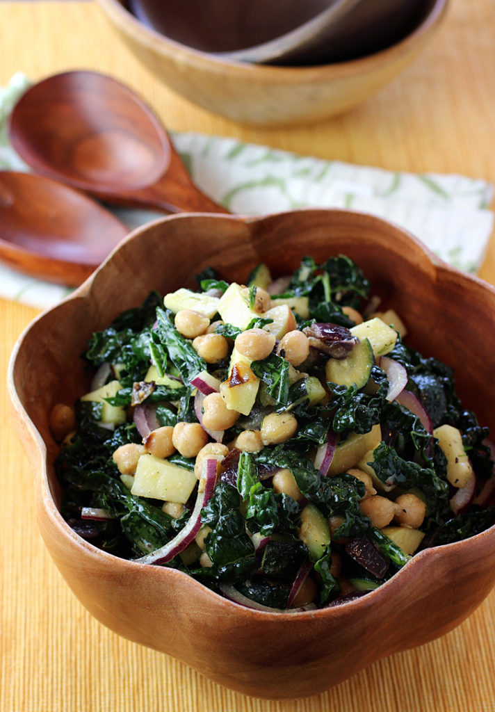 A kale salad with a range of tastes, textures, and temperatures.